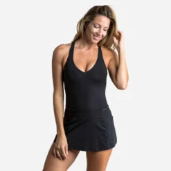 Maillot De Bain 1 Pièce Jupe De Natation Femme Pearl Noir