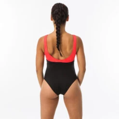 Maillot De Bain De Natation 1 Pièce Femme Heva Li Noir Corail -Nabaiji maillot de bain de natation 1 piece femme heva li noir corail 4