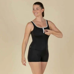 Maillot De Bain De Natation Femme 1 Pièce Heva Shorty Zip Noir -Nabaiji maillot de bain de natation femme 1 piece heva shorty zip noir 8