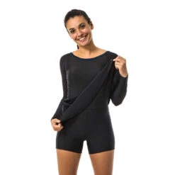 Maillot De Bain De Natation Femme 1 Pièce Una Sleeve Noir -Nabaiji maillot de bain de natation femme une piece una sleeve all canop blue 3