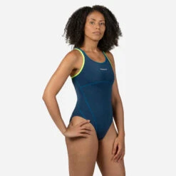Maillot De Bain De Natation Une Pièce Femme Kamiye+ Bleu Vert