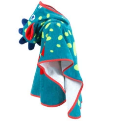 Poncho Bébé Avec Capuche Bleu Vert Imprimé DRAGON