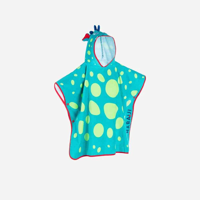 Poncho De Bain Coton Bébé - Dragon Bleu-Vert 1 Poncho De Bain Coton Bébé - Dragon Bleu-Vert