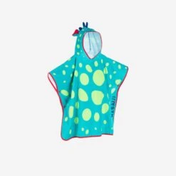 Poncho De Bain Coton Bébé - Dragon Bleu-Vert