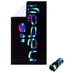 Une Serviette Coton Logo Grafic Noire Taille 90 X 160 Cm